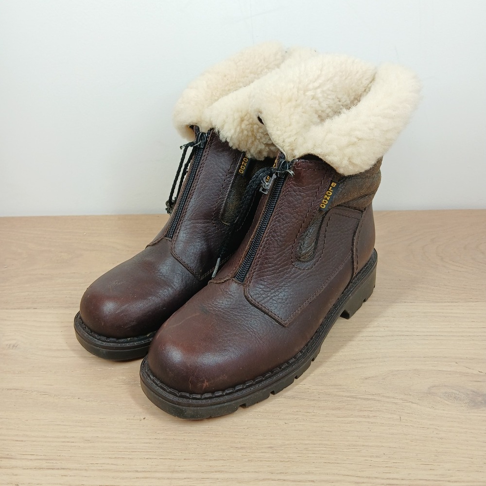 Blondo Brown Leather Shearling-Lined Ankle Boots